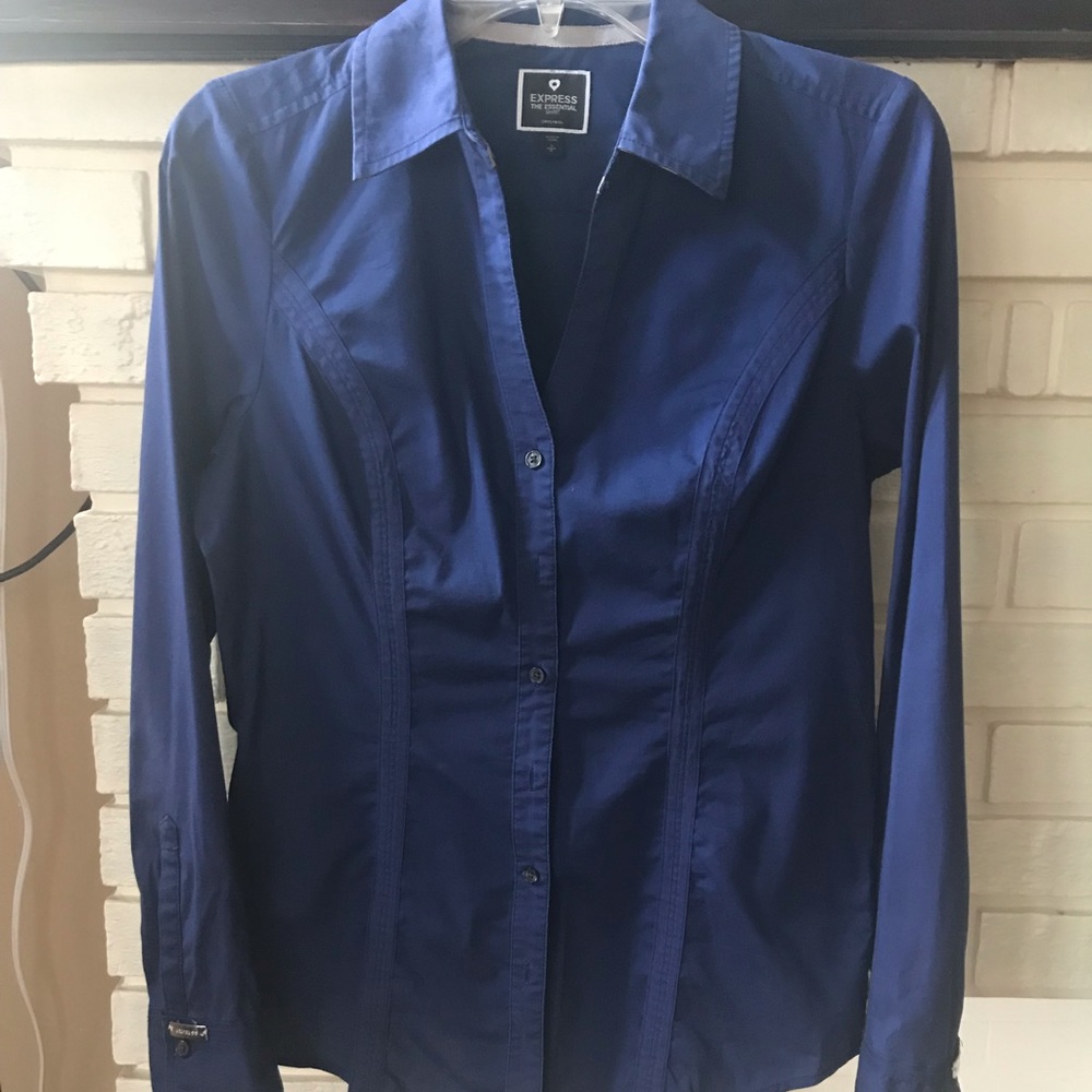 Express leopard detail button up blouse